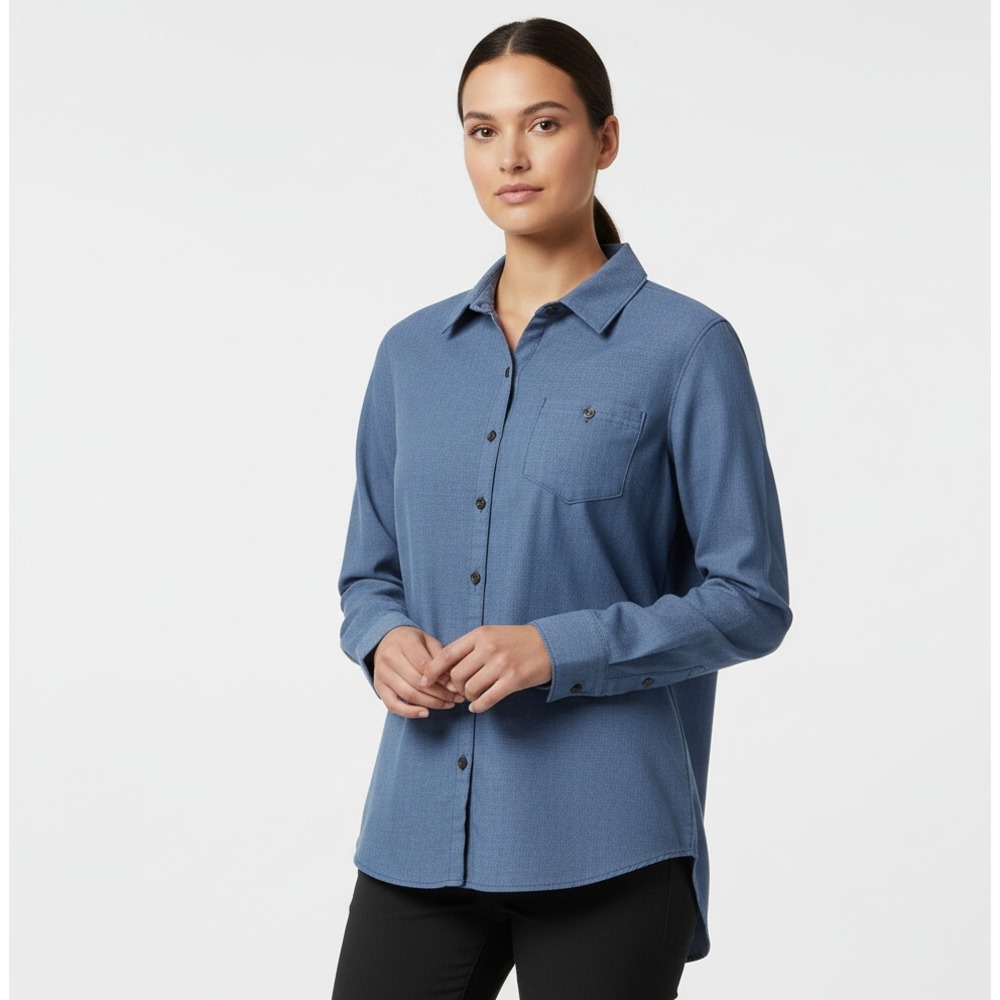 North Face Chambray Button Up Shirt Women's S Blue Hiking‎ Outdoor Trail Camping